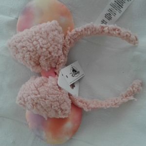Disney Ears, pastel tie-dye, pink sherpa bow